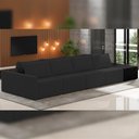 Ver imagem 6 de Sofá Ilha Modular para Sala 432cm com Puff Dublin K01 Veludo Preto e Sintético Preto - Lyam Decor