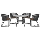Ver imagem 1 de Mesa com 4 Cadeiras de Jantar Roma 100cm e Noronha em Aluminío Preto Corda Nautica Estofado 9 Trama