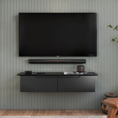 Rack Suspenso para Sala Quarto Home Estante Parede Bancada Prateleira Flow - Jm3 Móveis:preto