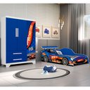 Ver imagem 1 de Jogo Quarto Infantil Carro Azul com Cama e Guarda Roupa Menino Criança Moderno Completo MDF