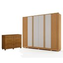 Ver imagem 1 de Guarda Roupa Casal Evo 6 Portas Cinamomo e Off-white com Cômoda San Marino 8 Gavetas Cinamomo – Leif