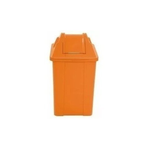 Cesto Quadrado Com Tampa Vai E Vem 60 Litros:Laranja