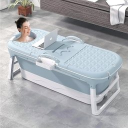 Banheira Ofurô Dobrável Portátil Adulto 148 Cm Azul 260 Litros com Suporte Vg+ - 2