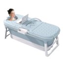 Ver imagem 1 de Banheira Ofurô Dobrável Portátil Adulto 148 Cm Azul 260 Litros com Suporte Vg+