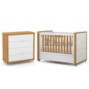 Ver imagem 1 de Jogo de Quarto Infantil Tutto New Cômoda 4 Gavetas e Berço Branco Soft/freijó com Capitonê -