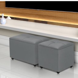 Puff Baú 60cm C/ Sapata Anti Risco Tecido Veludo Espuma D-14 - 1