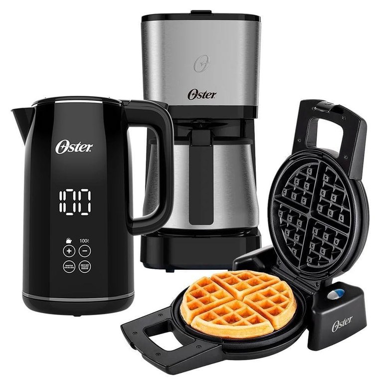Kit Black Inox Oster - Cafeteira - Chaleira Digital E Máquina De Waffle - 220v 220v Kit Black Inox Oster - Cafeteira - Chaleira Digital E Máquina De Waffle - 220v 220v