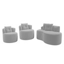 Ver imagem 1 de Kit Sofá e 02 Poltronas Orgânicas Living Bob com Almofadas Bouclê Cinza Claro - Desk Design