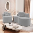 Ver imagem 2 de Kit Sofá e 02 Poltronas Orgânicas Living Bob com Almofadas Bouclê Cinza Claro - Desk Design