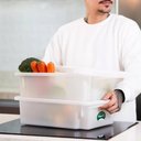 Ver imagem 2 de 12 Caixas Plásticas Organizadoras para Alimentos 10l Cestos Empilháveis Brancos com Tampa