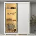 Ver imagem 7 de Guarda-Roupa Solteiro 2 Portas com 1 Porta Reflecta com LED com Pés 100% MDF Royale Gelius Móveis