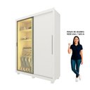 Ver imagem 5 de Guarda-Roupa Solteiro 2 Portas com 1 Porta Reflecta com LED com Pés 100% MDF Royale Gelius Móveis