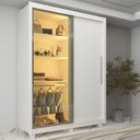 Ver mais imagens de Guarda-Roupa Solteiro 2 Portas com 1 Porta Reflecta com LED com Pés 100% MDF Royale Gelius Móveis
