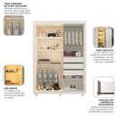 Ver imagem 6 de Guarda-Roupa Solteiro 2 Portas com 1 Porta Reflecta com LED com Pés 100% MDF Royale Gelius Móveis