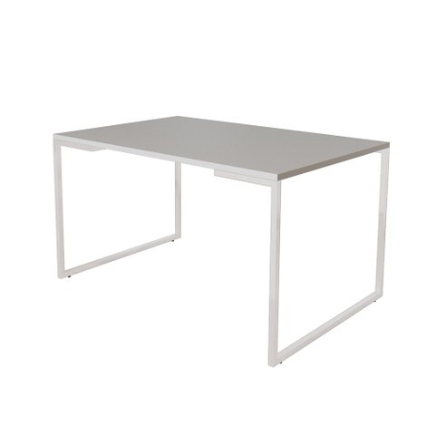 Mesa de Jantar Industrial 6 Lugares Branca 140x90 Base Aço Branco