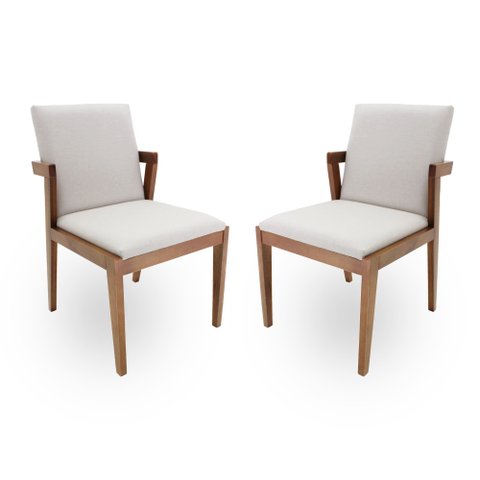 Kit com 2 Poltronas Liana com Braço - 2241 Mmj-as As-castanho Claro As-510