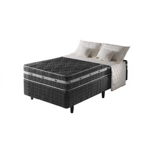 Cama Box Solteiro King Preto + Colchão Ortopédico Espuma D45 Extra Firme Brooklyn 96x203x62cm