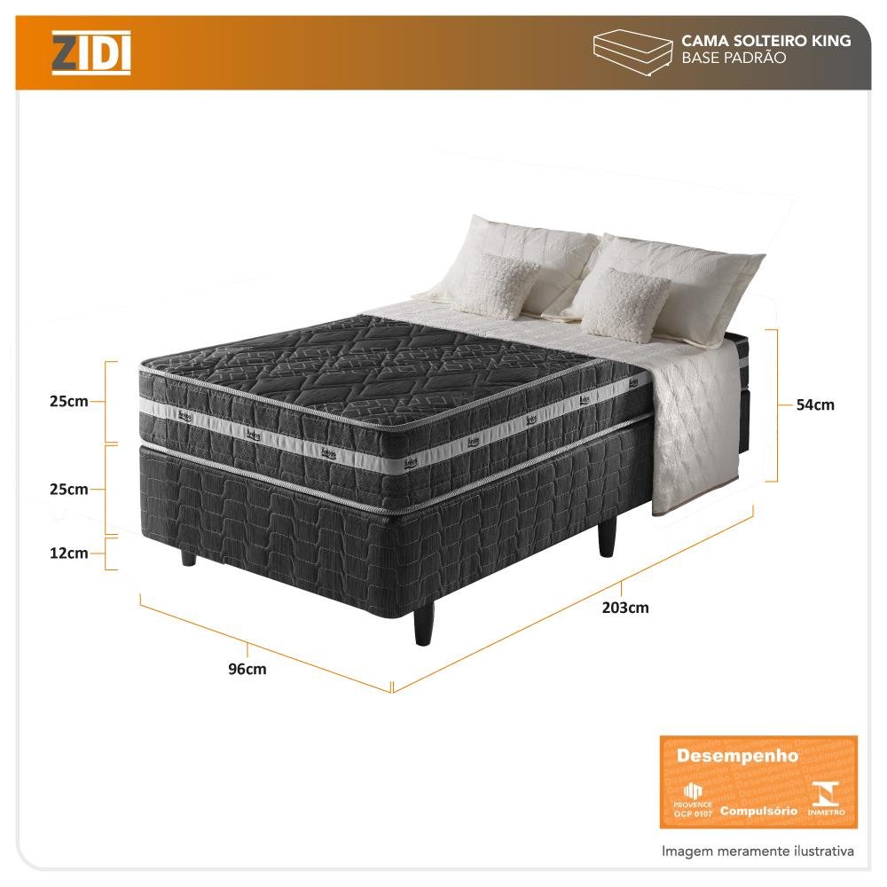 Cama Box Solteiro King Preto + Colchão Ortopédico Espuma D45 Extra Firme Brooklyn 96x203x62cm - 2