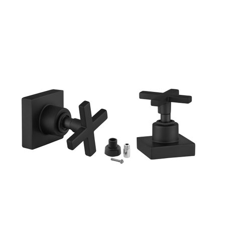 Kit 2 Acabamento para Chuveiro Registro Banheiro Preto Quadrado Cruzeta Padrão Docol