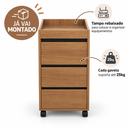 Ver imagem 2 de Carrinho Auxiliar Gaveteiro Madeira MDF Organizador Escritório 3 Gavetas - Amadeirado