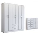 Ver imagem 3 de Guarda-roupa Casal Helena 6 Portas 2 Gavetas com Cômoda 2 Portas 5 Gavetas Branco - Panorama Móveis