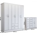 Ver imagem 4 de Guarda-roupa Casal Helena 6 Portas 2 Gavetas com Cômoda 2 Portas 5 Gavetas Branco - Panorama Móveis