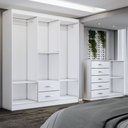 Ver imagem 5 de Guarda-roupa Casal Helena 6 Portas 2 Gavetas com Cômoda 2 Portas 5 Gavetas Branco - Panorama Móveis