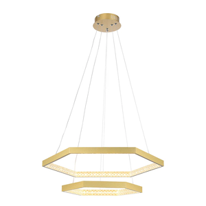 Pendente Hex Dourado e Transp (d)60 + 40cm (a)3.5cm 30w + 20w 3000k 2550lm - Gd005