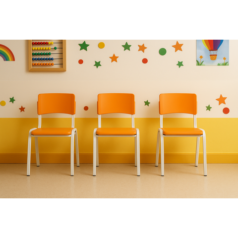 Kit 3 Cadeiras Infantil Iso Laranja Brinquedoteca Escolas Ecomhome