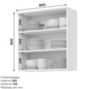 Ver imagem 3 de Aéreo 02 Portas C/ Vidro 800mm Americana Branco Hp - Henn