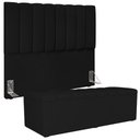 Ver imagem 1 de Kit Cabeceira Cama Box Casal 140cm com Calçadeira Recamier Baú Dália W01 Suede Preto - Lyam