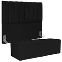 Ver imagem 5 de Kit Cabeceira Cama Box Casal 140cm com Calçadeira Recamier Baú Dália W01 Suede Preto - Lyam