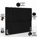 Ver imagem 6 de Kit Cabeceira Cama Box Casal 140cm com Calçadeira Recamier Baú Dália W01 Suede Preto - Lyam