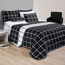 Ver imagem 1 de Kit Cobre Leito Minimalista Padrão 03 Peças Micropercal 200 Fios - Preto com Branco