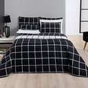 Ver imagem 3 de Kit Cobre Leito Minimalista Padrão 03 Peças Micropercal 200 Fios - Preto com Branco