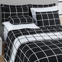 Ver imagem 2 de Kit Cobre Leito Minimalista Padrão 03 Peças Micropercal 200 Fios - Preto com Branco
