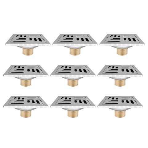 Ralo Inox 10x10 Anti Odor Inseto Kit 9 Uni Banheiro Lavabo Casa Cozinha Lavandeira Quintal Jardim Re
