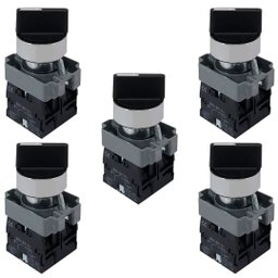 Kit 5 Chave Selet Xb2 Bd33 Metal 3 Posicoes Fixa 2na Lukma - 1
