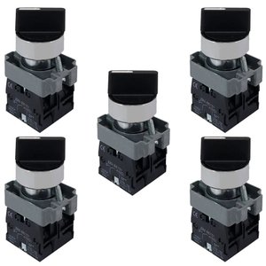 Kit 5 Chave Selet Xb2 Bd33 Metal 3 Posicoes Fixa 2na Lukma