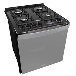 Fogão de Embutir 4 Bocas Preto com Frente Espelhada e Timer Digital Dako Diplomata Grill Style - 1