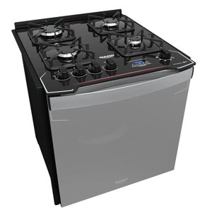 Fogão de Embutir 4 Bocas Preto com Frente Espelhada e Timer Digital Dako Diplomata Grill Style