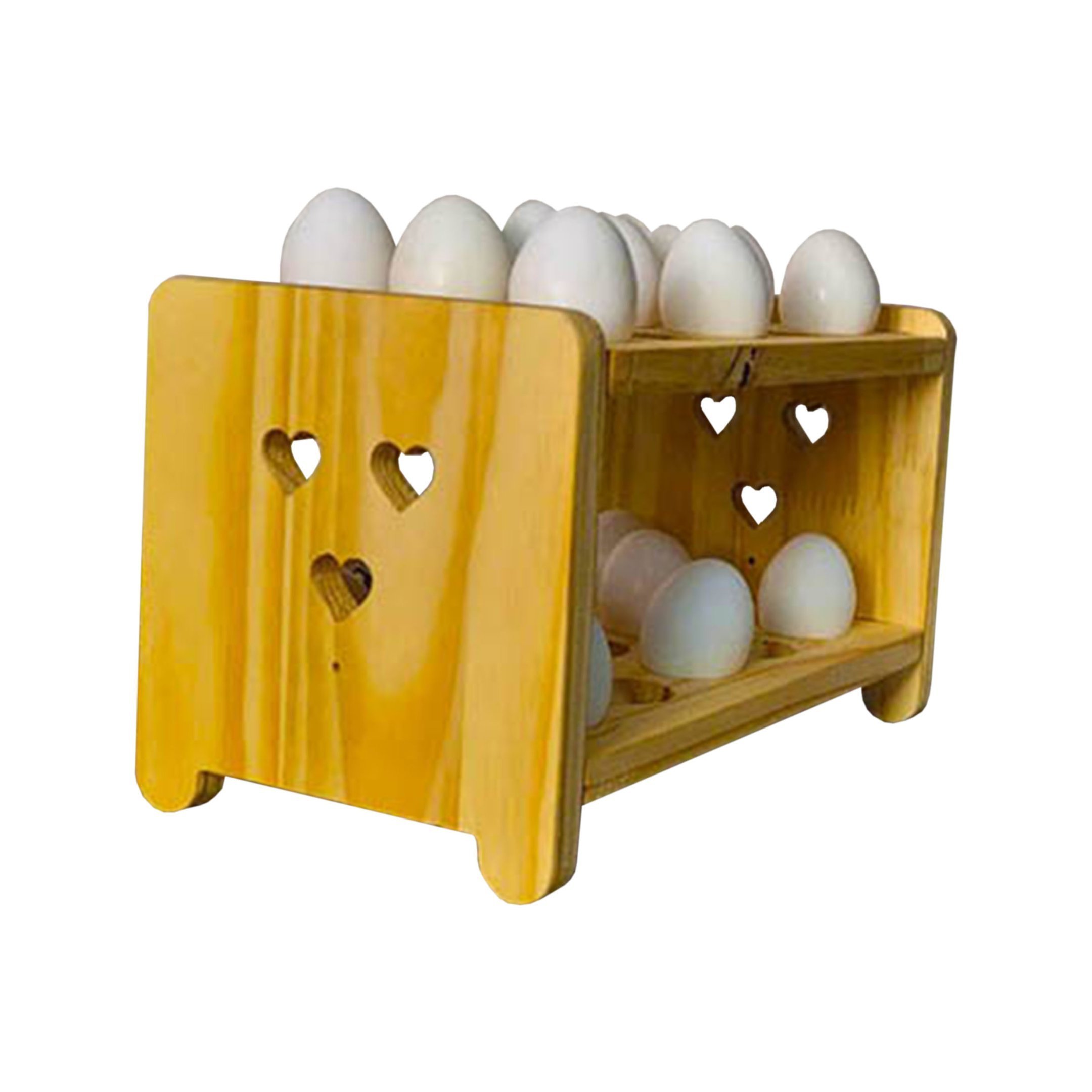 Porta Ovos Reto em Madeira Para 30 Unidades - Suporte para Ovos/Organizador de Ovos - Cesta para Ovo