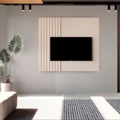 Painel para TV Sala de Estar Quarto Boto 140cm MDF Home Theater Moderno Just Time