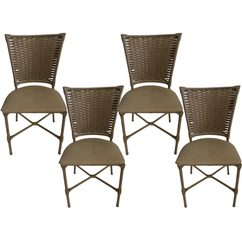 4 Cadeira Vivara Mesa Jantar Estofada Cozinha Fibra Sintética Areia