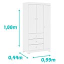 Ver imagem 3 de Berço Nacional Doce Sonho 3540 e Guarda Roupa Duda 3 Portas Branco Brilho com Colchão– Phoenix Baby