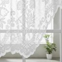 Ver imagem 4 de Cortina Bando Renda Cascata Cozinha Floral Branca 2,95x1,00