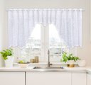 Ver imagem 7 de Cortina Bando Renda Cascata Cozinha Floral Branca 2,95x1,00
