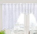 Ver imagem 2 de Cortina Bando Renda Cascata Cozinha Floral Branca 2,95x1,00