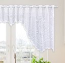 Ver mais imagens de Cortina Bando Renda Cascata Cozinha Floral Branca 2,95x1,00