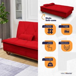 Sofá Cama Estoril 1,90m Suede Velut - King House - 3